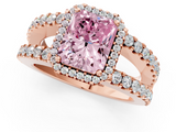 Rose gold Fancy Pink Radiant  Cut Halo Split Shank Diamond Ring with Four-Prong Setting_47