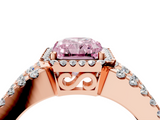 Rose gold Fancy Pink Radiant  Cut Halo Split Shank Diamond Ring with Four-Prong Setting_50