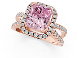 Rose gold Fancy Pink Radiant  Cut Halo Split Shank Pave Set Ring_63