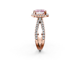 Rose gold Fancy Pink Radiant  Cut Halo Split Shank Pave Set Ring_64