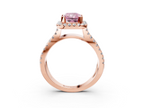 Rose gold Fancy Pink Radiant  Cut Halo Split Shank Pave Set Ring_65