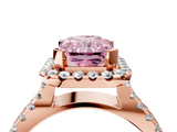Rose gold Fancy Pink Radiant  Cut Halo Split Shank Pave Set Ring_66