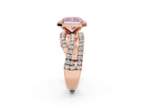 Rose gold Fancy Pink Radiant  Cut Halo Split Shank Prong Setting Ring_14