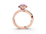 Rose gold Fancy Pink Radiant  Cut Halo Split Shank Prong Setting Ring_15