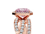 Rose gold Fancy Pink Radiant  Cut Halo Split Shank Prong Setting Ring_17