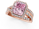 Rose gold Fancy Pink Radiant  Cut Halo Split Shank Prong Setting Ring_58