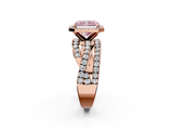 Rose gold Fancy Pink Radiant  Cut Halo Split Shank Prong Setting Ring_59
