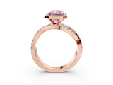 Rose gold Fancy Pink Radiant  Cut Halo Split Shank Prong Setting Ring_60