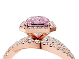 Rose gold Fancy Pink Radiant  Cut Halo Split Shank Prong Setting Ring_61