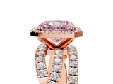 Rose gold Fancy Pink Radiant  Cut Halo Split Shank Prong Setting Ring_62