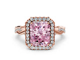 Rose gold Fancy Pink Radiant Cut Halo Twist Band with Four-Prong Setting_12