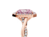 Rose gold Fancy Pink Radiant Cut Halo Twist Band with Four-Prong Setting_17