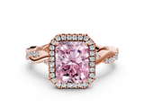 Rose gold Fancy Pink Radiant  Cut Halo Twisted Band Four-Prong Ring_20