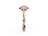 Rose gold Fancy Pink Radiant  Cut Halo Twisted Band Four-Prong Ring_22