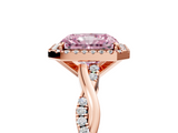 Rose gold Fancy Pink Radiant  Cut Halo Twisted Band Four-Prong Ring_25