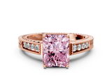 Rose gold Fancy Pink Radiant  Cut Milgrain Channel Set Engagement Ring with Solitaire Prong Setting_49