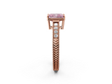 Rose gold Fancy Pink Radiant  Cut Milgrain Channel Set Engagement Ring with Solitaire Prong Setting_51