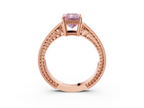 Rose gold Fancy Pink Radiant  Cut Milgrain Channel Set Engagement Ring with Solitaire Prong Setting_52