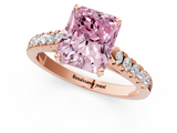 Rose gold Fancy Pink Radiant  Cut Pavé Band Solitaire Ring with Four-Prong Setting_40