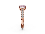 Rose gold Fancy Pink Radiant  Cut Pavé Band Solitaire Ring with Four-Prong Setting_41