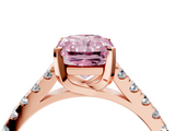 Rose gold Fancy Pink Radiant  Cut Pavé Band Solitaire Ring with Four-Prong Setting_43