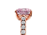 Rose gold Fancy Pink Radiant  Cut Pavé Band Solitaire Ring with Four-Prong Setting_44