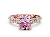 Rose gold Fancy Pink Radiant  Cut Pave Diamond Engagement Ring with Channel Set Band and Four-Prong Setting_20