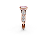 Rose gold Fancy Pink Radiant  Cut Pave Diamond Engagement Ring with Channel Set Band and Four-Prong Setting_22