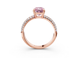 Rose gold Fancy Pink Radiant  Cut Pave Diamond Engagement Ring with Channel Set Band and Four-Prong Setting_23
