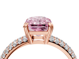 Rose gold Fancy Pink Radiant  Cut Pave Diamond Engagement Ring with Channel Set Band and Four-Prong Setting_24