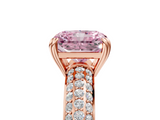 Rose gold Fancy Pink Radiant  Cut Pave Diamond Engagement Ring with Channel Set Band and Four-Prong Setting_25