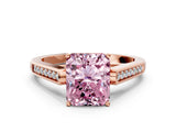 Rose gold Fancy Pink Radiant Cut Solitaire Cathedral Diamond Engagement Ring with Channel-Set Band and Four-Prong Setting_3