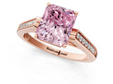 Rose gold Fancy Pink Radiant Cut Solitaire Cathedral Diamond Engagement Ring with Channel-Set Band and Four-Prong Setting_4