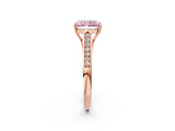 Rose gold Fancy Pink Radiant Cut Solitaire Cathedral Diamond Engagement Ring with Channel-Set Band and Four-Prong Setting_5