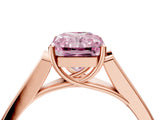 Rose gold Fancy Pink Radiant Cut Solitaire Cathedral Diamond Engagement Ring with Channel-Set Band and Four-Prong Setting_7