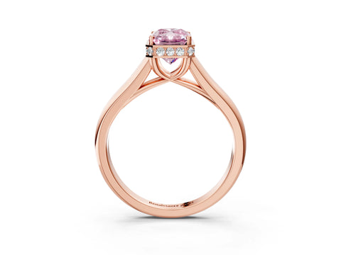 Rose gold Fancy Pink Radiant Cut Solitaire Diamond Engagement Ring with Four-Prong Setting and Tapered Band_3