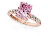 Rose gold Fancy Pink Radiant Cut Solitaire Diamond Engagement Ring with Pavé Band and Six-Prong Setting_13