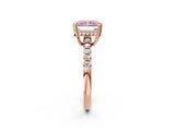 Rose gold Fancy Pink Radiant Cut Solitaire Diamond Engagement Ring with Pavé Band and Six-Prong Setting_14