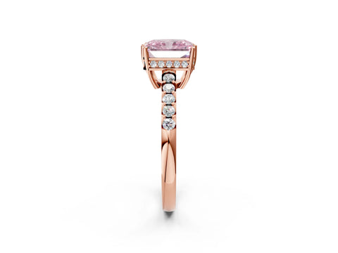 Rose gold Fancy Pink Radiant Cut Solitaire Diamond Engagement Ring with Pavé Band and Six-Prong Setting_14