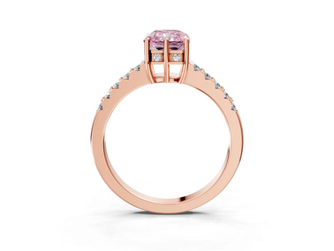 Rose gold Fancy Pink Radiant Cut Solitaire Diamond Engagement Ring with Pavé Band and Six-Prong Setting_15