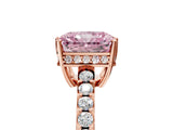 Rose gold Fancy Pink Radiant Cut Solitaire Diamond Engagement Ring with Pavé Band and Six-Prong Setting_17