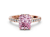 Rose gold Fancy Pink Radiant Cut Solitaire Diamond Engagement Ring with Pavé Band and Six-Prong Setting_24