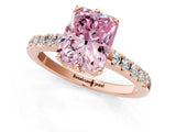 Rose gold Fancy Pink Radiant Cut Solitaire Diamond Engagement Ring with Pavé Band and Six-Prong Setting_25