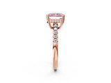 Rose gold Fancy Pink Radiant Cut Solitaire Diamond Engagement Ring with Pavé Band and Six-Prong Setting_26