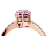 Rose gold Fancy Pink Radiant Cut Solitaire Diamond Engagement Ring with Pavé Band and Six-Prong Setting_28