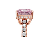 Rose gold Fancy Pink Radiant Cut Solitaire Diamond Engagement Ring with Pavé Band and Six-Prong Setting_29