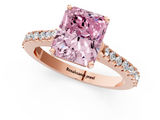 Rose gold Fancy Pink Radiant  Cut Solitaire Diamond Engagement Ring with Pave Band and Four-Prong Setting_147