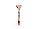 Rose gold Fancy Pink Radiant  Cut Solitaire Diamond Engagement Ring with Pave Band and Four-Prong Setting_148