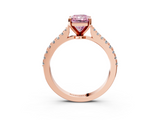 Rose gold Fancy Pink Radiant  Cut Solitaire Diamond Engagement Ring with Pave Band and Four-Prong Setting_149