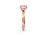 Rose gold Fancy Pink Radiant Cut Solitaire Diamond Engagement Ring with Twisted Pave Band and Four-Prong Setting_5